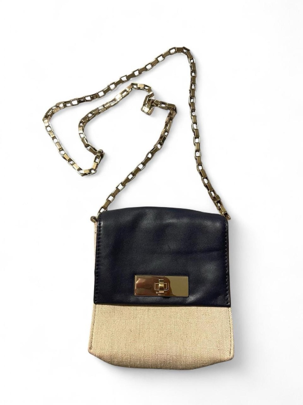Navy and tan Kate Spade crossbody bag